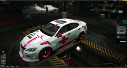 Size: 3830x2068 | Tagged: safe, nurse redheart, pony, g4, barely pony related, car, high res, lexus, lexus is, need for speed world, old cutie mark, underglow