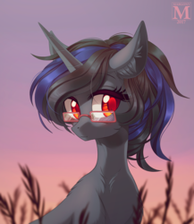 Size: 1100x1265 | Tagged: safe, artist:margony, oc, oc only, pony, unicorn, colored pupils, commission, ear fluff, female, glasses, mare, solo