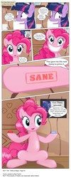 Size: 3355x8400 | Tagged: safe, artist:perfectblue97, pinkie pie, princess luna, twilight sparkle, alicorn, earth pony, pony, comic:without magic, g4, absurd resolution, bathroom, blank flank, blue pill, comic, earth pony twilight, golden oaks library, movie reference, poster, red pill, sitting on toilet, stamp, the matrix, toilet, toilet paper roll