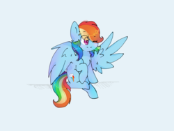 Size: 2048x1536 | Tagged: safe, artist:pinkflutter, rainbow dash, pony, g4, blue background, cute, female, one eye closed, simple background, sitting, solo, wink