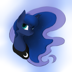 Size: 3000x3000 | Tagged: safe, artist:maravor, princess luna, pony, g4, bust, female, gradient background, high res, portrait, solo