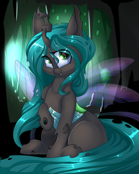 Size: 2800x3500 | Tagged: safe, artist:madacon, queen chrysalis, changeling, changeling queen, g4, cute, cutealis, female, high res, looking at you, madacon is trying to murder us, mare, sitting, smiling, smiling at you, solo