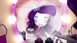 Size: 1280x720 | Tagged: safe, screencap, rarity, equestria girls, g4, doll, equestria girls minis, female, pinkie pie's slumber party ft. rarity, solo, toy, youtube link
