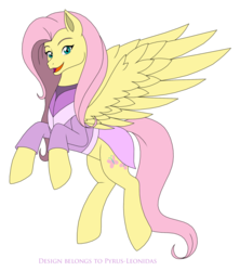 Size: 1803x2027 | Tagged: safe, artist:pyrus-leonidas, fluttershy, pegasus, pony, g4, brawler, female, looking at you, mare, open mouth, outfit, simple background, smiling, solo, transparent background