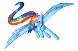 Size: 2003x1303 | Tagged: safe, artist:alphaaquilae, rainbow dash, pegasus, pony, g4, female, flying, mare, simple background, solo, spread wings, transparent background, wings