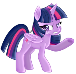 Size: 902x881 | Tagged: safe, artist:fazzfuck, twilight sparkle, alicorn, pony, g4, angry, female, mare, raised hoof, simple background, solo, twilight sparkle (alicorn), white background