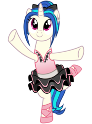 Size: 2200x2950 | Tagged: safe, artist:cheezedoodle96, dj pon-3, vinyl scratch, pony, unicorn, a royal problem, g4, .svg available, alternate hairstyle, balancing, ballerina, bow, clothes, dress, ear piercing, earring, female, hair bun, high res, hooves, horn, jewelry, mare, piercing, simple background, skirt, smiling, solo, standing, standing on one leg, svg, transparent background, tutu, vector, vinyllerina