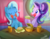 Size: 2226x1734 | Tagged: safe, artist:the-butch-x, starlight glimmer, trixie, pony, unicorn, g4, aweeg*, burger, cheek bulge, commission, cute, diatrixes, duo, eating, eyes closed, female, food, french fries, glimmerbetes, hay burger, hay fries, mare, messy eating, signature, table