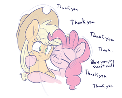 Size: 1500x1200 | Tagged: safe, artist:heir-of-rick, applejack, pinkie pie, earth pony, pony, g4, colored sketch, cute, dialogue, duo, eyes closed, female, hug, mare, simple background, smiling, white background