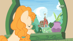 Size: 854x480 | Tagged: safe, artist:ceejayponi, edit, edited screencap, screencap, bright mac, pear butter, bird, earth pony, pony, songbird, g4, the perfect pear, animated, bright mac's letter, chickadee (bird), creepy, female, gif, male, mare, meme, send nudes, ship:brightbutter, shipping, stallion, straight, we don't normally wear clothes