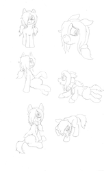 Size: 1166x1920 | Tagged: safe, artist:scraggleman, oc, oc only, oc:floor bored, earth pony, pony, bags under eyes, clothes, cute, hoodie, monochrome, ponytail, solo