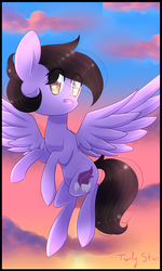 Size: 1800x3000 | Tagged: safe, artist:twily-star, oc, oc only, oc:quilly, pegasus, pony, cloud, female, flying, mare, solo