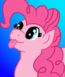 Size: 419x500 | Tagged: safe, artist:legendoflink, pinkie pie, earth pony, pony, g4, cross-eyed, cute, diapinkes, gradient background, looking up, silly, silly pony, smiling, tongue out