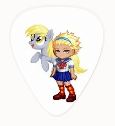 Size: 400x436 | Tagged: safe, derpy hooves, human, g4, clothes, gaia online, guitar pick, humanized, school uniform