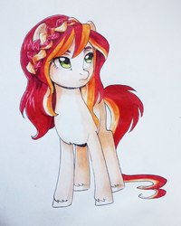 Size: 1728x2160 | Tagged: safe, artist:sapraitlond, oc, oc only, earth pony, pony, female, mare, simple background, solo, traditional art, unshorn fetlocks, white background