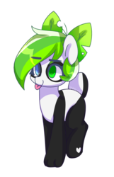 Size: 642x1000 | Tagged: safe, artist:lnspira, oc, oc only, oc:bamboo, original species, panda pony, pony, female, heterochromia, mare, simple background, solo, tongue out, transparent background