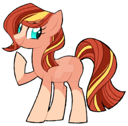 Size: 1024x1009 | Tagged: safe, artist:azure-art-wave, oc, oc only, earth pony, pony, female, mare, offspring, parent:sunburst, parent:sunset shimmer, parents:sunsetburst, simple background, solo, transparent background, watermark