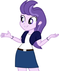 Size: 5051x6037 | Tagged: safe, artist:ironm17, clear skies, equestria girls, g4, absurd resolution, belt, clothes, cute, equestria girls-ified, female, grin, short-sleeved jacket, shrug, simple background, skirt, smiling, solo, tank top, transparent background, vector
