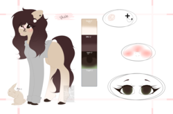 Size: 2962x1951 | Tagged: safe, artist:mauuwde, oc, oc only, oc:maude, earth pony, pony, rabbit, blushing, clothes, female, mare, reference sheet, solo