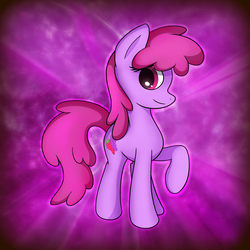 Size: 2550x2550 | Tagged: safe, artist:conniethecasanova, artist:flamevulture17, edit, berry punch, berryshine, earth pony, pony, g4, female, high res, mare, raised hoof, smiling, solo