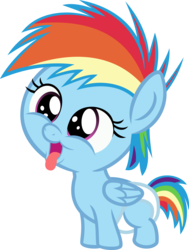 Size: 3000x3974 | Tagged: safe, artist:sollace, rainbow dash, pony, g4, .svg available, baby dash, behaving like a dog, cute, diaper, female, foal, high res, show accurate, simple background, solo, tongue out, transparent background, vector, younger