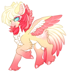 Size: 864x924 | Tagged: safe, artist:ohhoneybell, oc, oc only, oc:koharu, pegasus, pony, chest fluff, colored wings, female, mare, multicolored wings, simple background, solo, transparent background