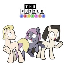 Size: 1648x1840 | Tagged: artist needed, safe, earth pony, pony, crossover, female, harmony (the puzzle hunters), male, mare, ponified, riff, simple background, sonata, stallion, the puzzle hunters, transparent background