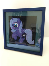 Size: 1024x1365 | Tagged: safe, artist:kittychanann, princess luna, pony, g4, craft, cross stitch, female, filly, flying, solo, woona, younger