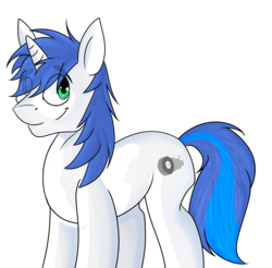 Size: 1305x1285 | Tagged: safe, artist:wulfanite, oc, oc only, oc:shifting gear, pony, unicorn, blue hair, green eyes, male, request, requested art, simple background, transparent background