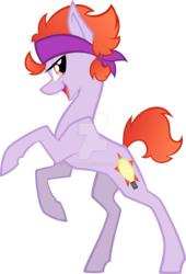 Size: 1024x1505 | Tagged: safe, artist:agentkirin, fili-second, oc, oc only, oc:clever comet, earth pony, pony, bandana, female, mare, power ponies, rearing, simple background, solo, transparent background, watermark