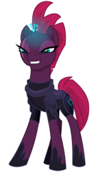 Size: 2000x3500 | Tagged: safe, artist:cheezedoodle96, tempest shadow, pony, unicorn, g4, my little pony: the movie, .svg available, armor, broken horn, confident, evil smile, female, grin, high res, horn, lidded eyes, magic, mare, simple background, smiling, smug, smugest shadow, solo, sparking horn, transparent background, vector