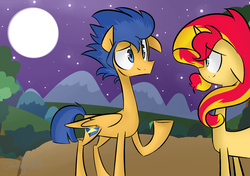 Size: 1774x1252 | Tagged: safe, artist:jankrys00, flash sentry, sunset shimmer, pony, unicorn, g4, duo, female, male, ship:flashimmer, shipping, straight