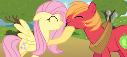 Size: 1326x594 | Tagged: safe, artist:tsintseh, big macintosh, fluttershy, earth pony, pony, g4, female, male, ship:fluttermac, shipping, straight