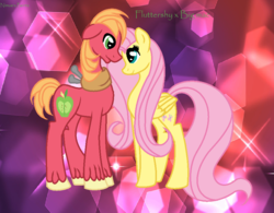 Size: 942x734 | Tagged: safe, artist:nimuepaints, big macintosh, fluttershy, earth pony, pegasus, pony, g4, female, male, mare, ship:fluttermac, shipping, stallion, straight