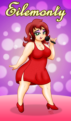 Size: 2500x4253 | Tagged: safe, artist:aleximusprime, oc, oc only, oc:eilemonty, human, birthday gift, cute, eilemonty, female, gift art, high res, horse famous, human form, human oc, humanized, microphone, singer, singing, solo, voice actor