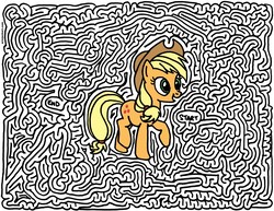 Size: 908x700 | Tagged: safe, artist:ericjeckert, applejack, earth pony, pony, g4, female, maze, solo