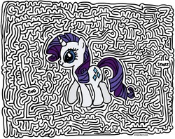 Size: 886x700 | Tagged: safe, artist:ericjeckert, rarity, pony, g4, female, maze, solo