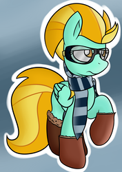 Size: 2209x3117 | Tagged: safe, artist:overlord-derpy, lightning dust, pony, g4, clothes, female, glasses, high res, pilot, scarf, solo