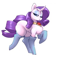 Size: 1256x1280 | Tagged: safe, artist:bigdad, rarity, pony, g4, clothes, fire ruby, missing cutie mark, puffed chest, socks, thigh highs