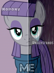 Size: 1759x2361 | Tagged: safe, artist:conan royal, maud pie, earth pony, pony, two sided posters, g4, crying, female, frown, mare, rain, sad, solo, vector