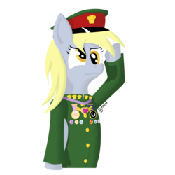 Size: 1024x1024 | Tagged: safe, artist:darkdabula, derpy hooves, pony, g4, army, general, medals, salute, simple background, transparent background