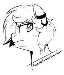 Size: 600x700 | Tagged: safe, artist:notenoughapples, oc, oc only, oc:vulgar, earth pony, pony, bust, female, grayscale, mare, monochrome, portrait, profile, solo
