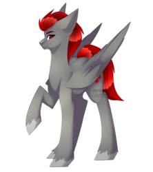 Size: 1024x1152 | Tagged: safe, artist:pinkxei, oc, oc only, oc:cloud charger, pegasus, pony, male, raised hoof, simple background, solo, stallion, transparent background