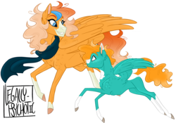 Size: 1971x1383 | Tagged: safe, artist:cranberry--zombie, oc, oc only, oc:mountain sound, oc:wanderlust, pegasus, pony, clothes, colt, female, male, mare, scarf, simple background, transparent background
