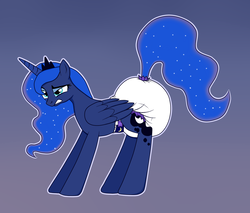 Size: 1614x1372 | Tagged: safe, artist:hodgepodgedl, princess luna, alicorn, pony, g4, diaper, female, non-baby in diaper, simple background, solo