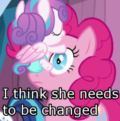 Size: 368x370 | Tagged: safe, edit, edited screencap, screencap, pinkie pie, princess flurry heart, shining armor, pony, g4, the crystalling, cropped, facehug, frown, image macro, meme, princess facehugger, shocked, wide eyes