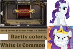 Size: 799x537 | Tagged: safe, rarity, pony, g4, hearthstone, meme, triggered, warcraft