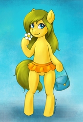 Size: 681x1000 | Tagged: safe, artist:drawsyraccoon, oc, oc only, pony, bag, bipedal, clothes, cute, female, mare, miniskirt, moe, ocbetes, skirt, solo