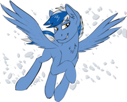Size: 3178x2550 | Tagged: safe, artist:wcnimbus, oc, oc only, oc:nova breeze, pegasus, pony, chest fluff, colored sketch, flying, high res, male, solo, stallion
