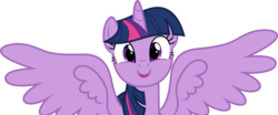 Size: 7210x3000 | Tagged: safe, artist:dashiesparkle, twilight sparkle, alicorn, pony, a royal problem, g4, .svg available, absurd resolution, adorkable, cute, dork, female, happy, looking at you, mare, simple background, smiling, solo, spread wings, transparent background, twiabetes, twilight sparkle (alicorn), vector, wings